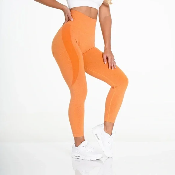 Sunset Orange Contour Seamless NVGTN Leggings - Picture 3 of 6